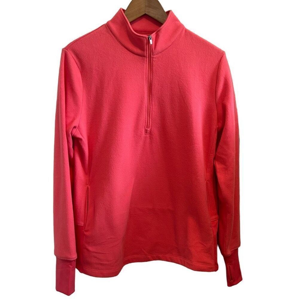 FootJoy Women’s Medium Half-Zip Fleece Mid-Layer Top Coral Pink